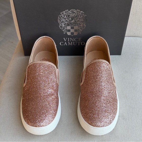 Vince Camuto Kids Glitter Slip-On Sneakers - Rose Gold - Picture 1 of 4
